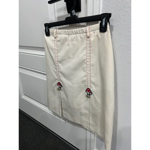 Vintage Harburt Elastic Waist Pull On Skort Cream Sz 6 Front Slits Mushroom - Picture 3 of 10